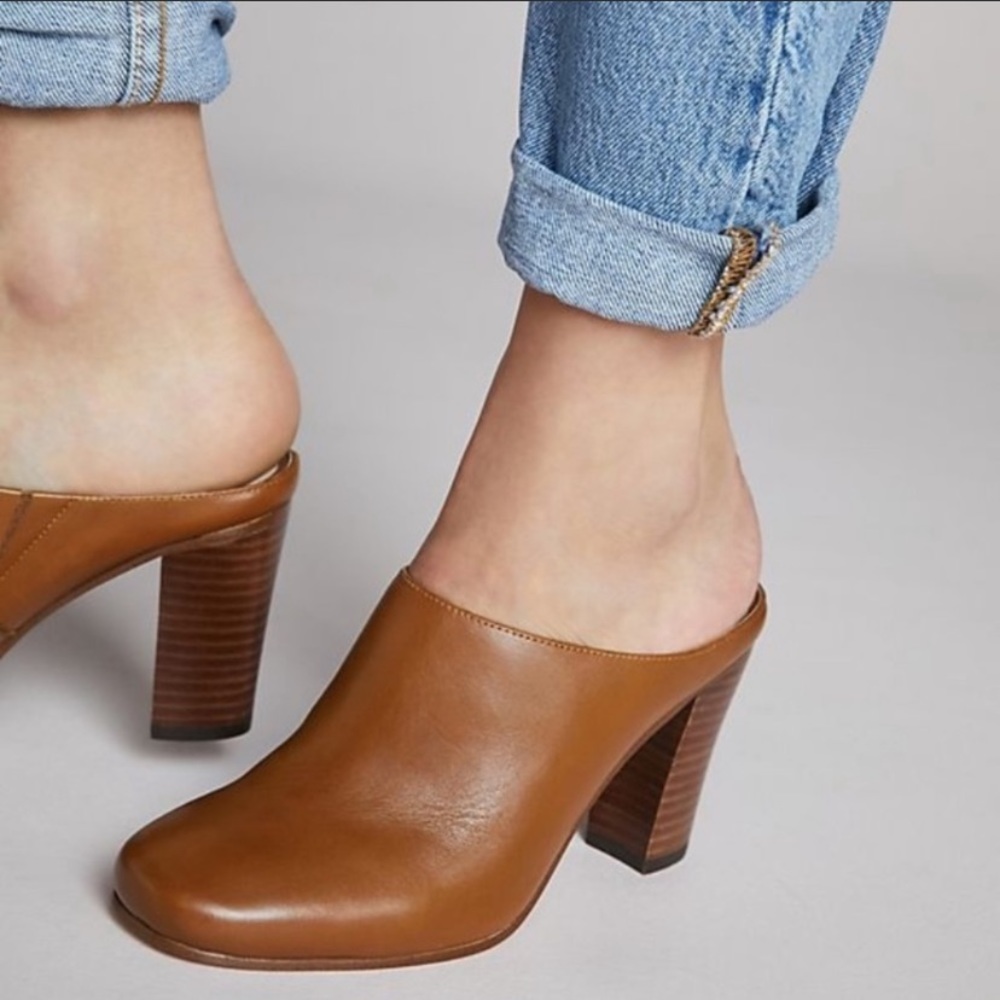 Anthropologie Botkier Brown Leather Sherry Mules - Size 8.5
